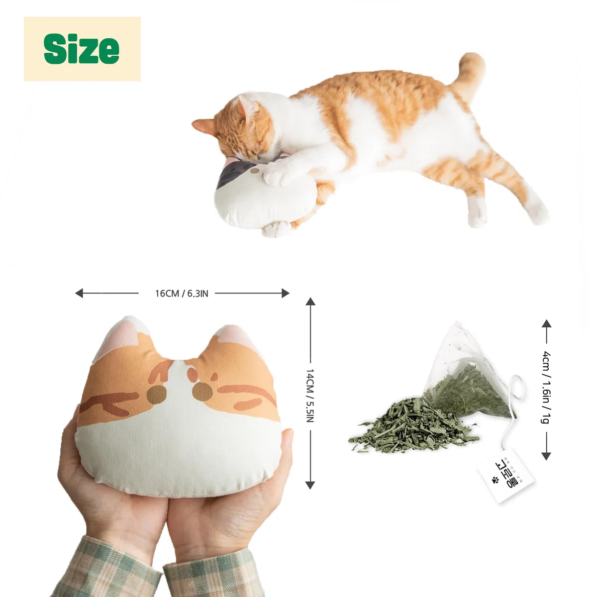 Gororong Premium Großes 15,2 cm Katzenspielzeug mit natürlicher Katzenminze im Inneren für Indoor-Katzen – bissfest & nachfüllbar Katzenspielzeug (Gamja)