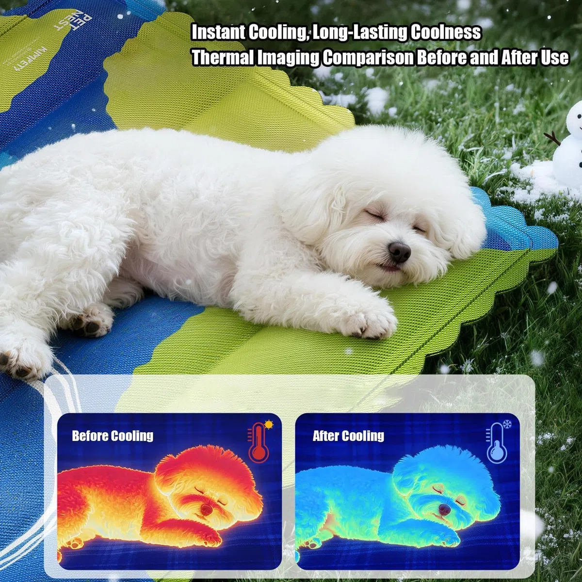 Kühlmatte für Hunde 93 x 63 cm Gel Wasserdicht Tragbar | Kühlende Haustiermatte für Sommerschlaf für kleine mittlere große Hunderassen Sommer Camping Reise Box Zwinger Zuhause