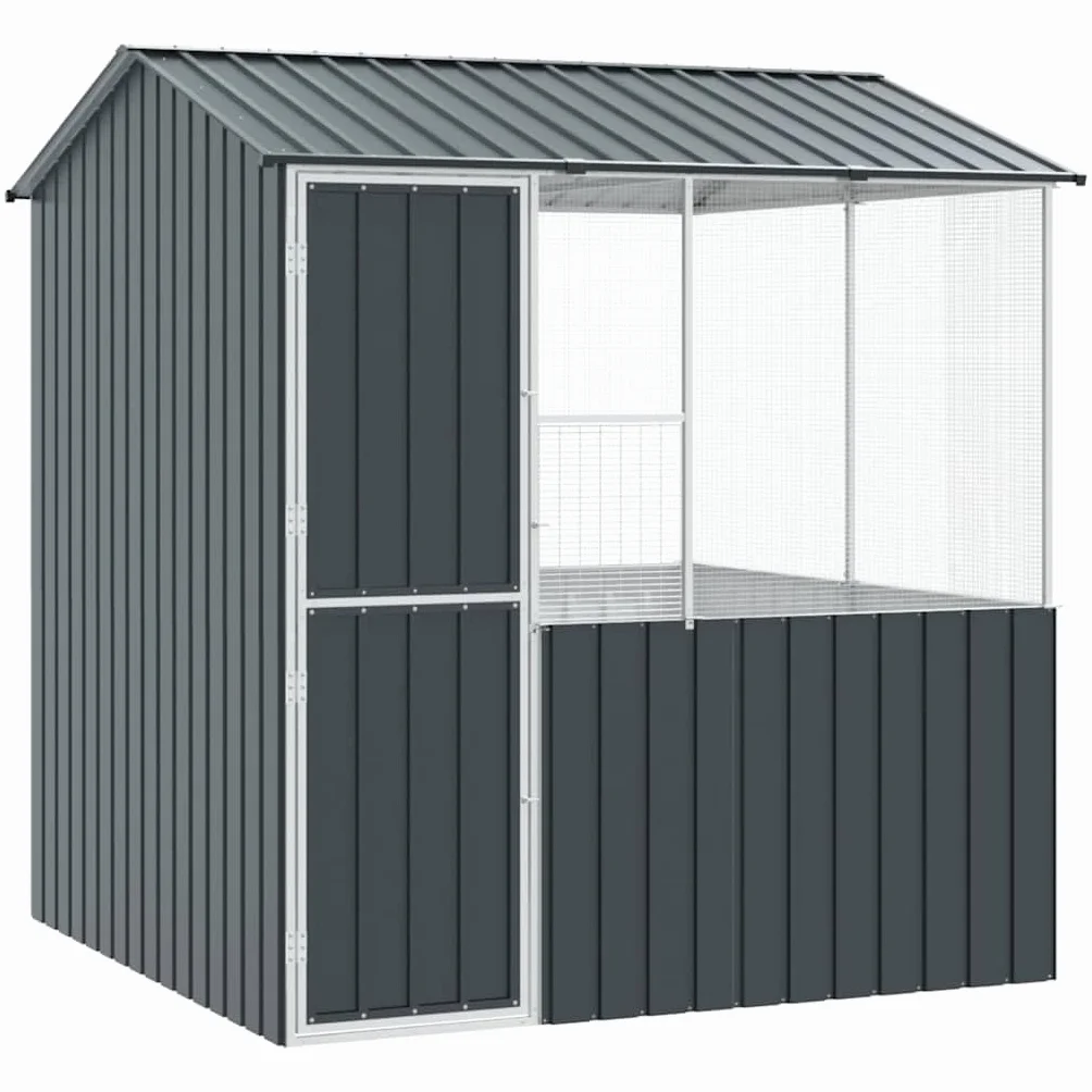 Vogelvoliere Garten aus feuerverzinktem Stahl, Vogelkäfig Anthrazit 215x209x230 cm, Vogelhaus Außen groß für Terrasse und Garten, modernes Design mit rechteckiger Form