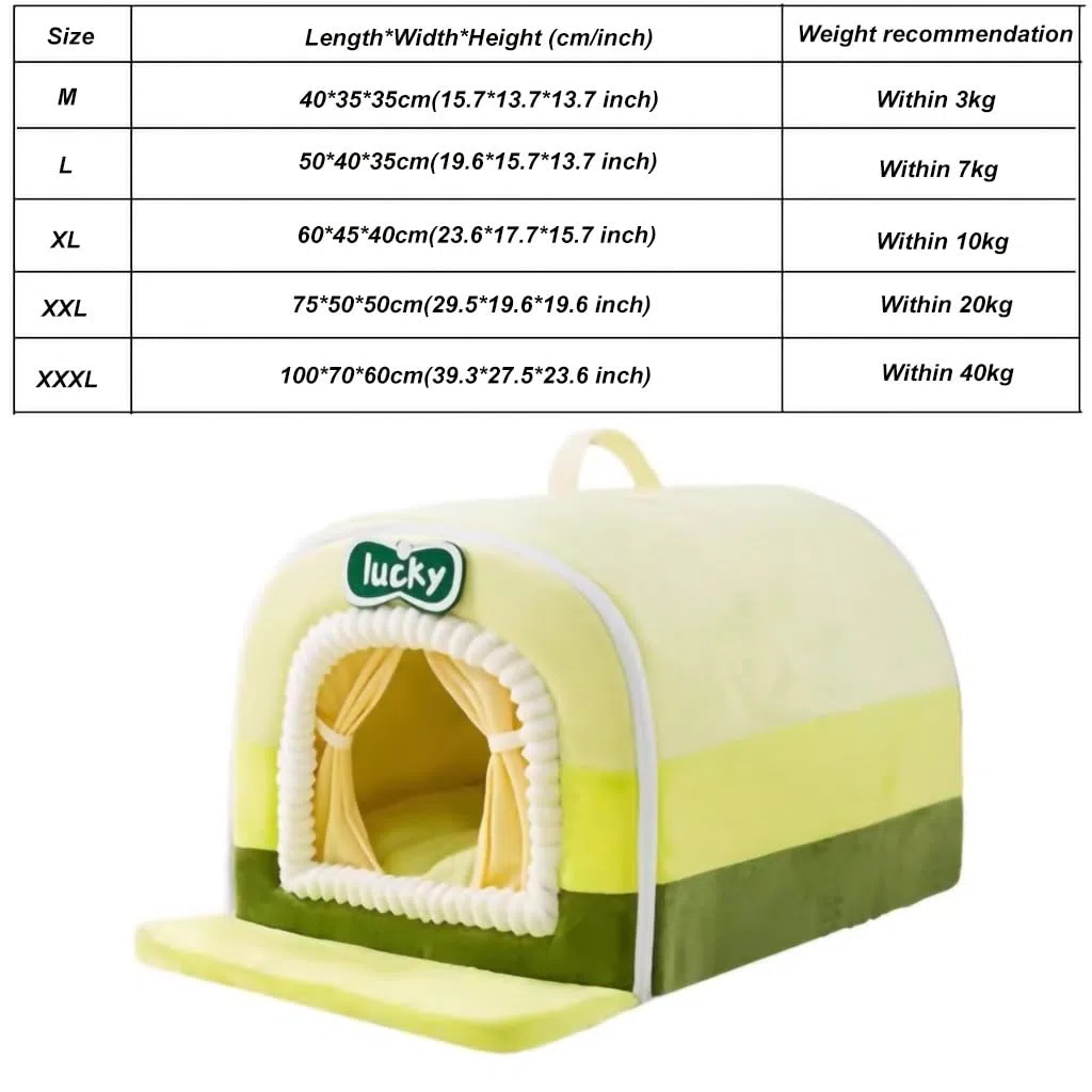 Katzenbett-Höhlenhaus, Haustierhaus mit flauschigem Bezug, Katzenbetten for Hauskatzen, abnehmbare, waschbare Plüsch-Katzenhöhle, for Kätzchen, Kaninchen, Hunde(Green,19.6 * 15.7 * 13.7 inch)