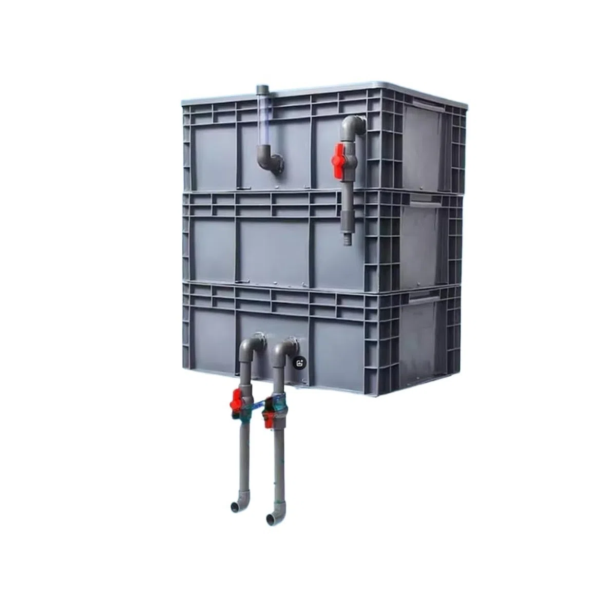 Aquarienfilterkasten, 3-stufiges externes Aquarium-Teichfiltersystem DIY Turnover Box Drip Flow Grau mehrere Größen(60x40x67 cm)