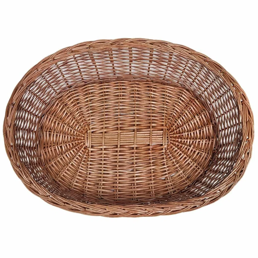 Hundebett aus Weide Natur 90 cm Hundekorb aus Weidengeflecht Haustierbett für große Hunde