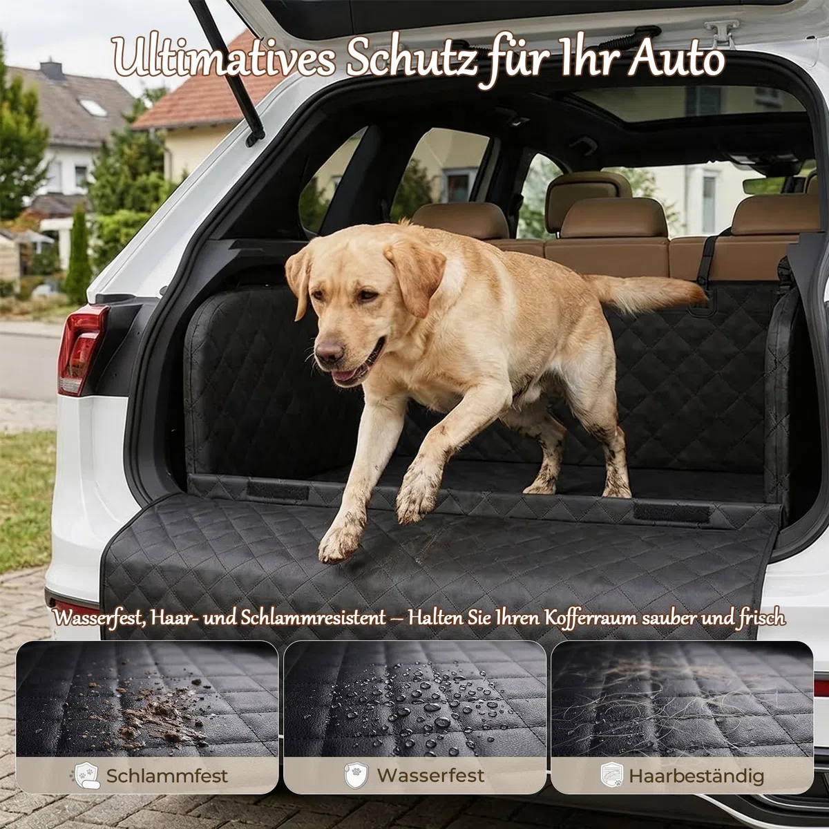 Kofferraum Schutzmatte Hund, Kofferraumschutz Auto SUV Hundedecke | Wasserdichte Kofferraum Schutzmatte Hund für Auto SUV, schützt vor Schmutz, Haaren. Robuste Hundematte für Kofferraum