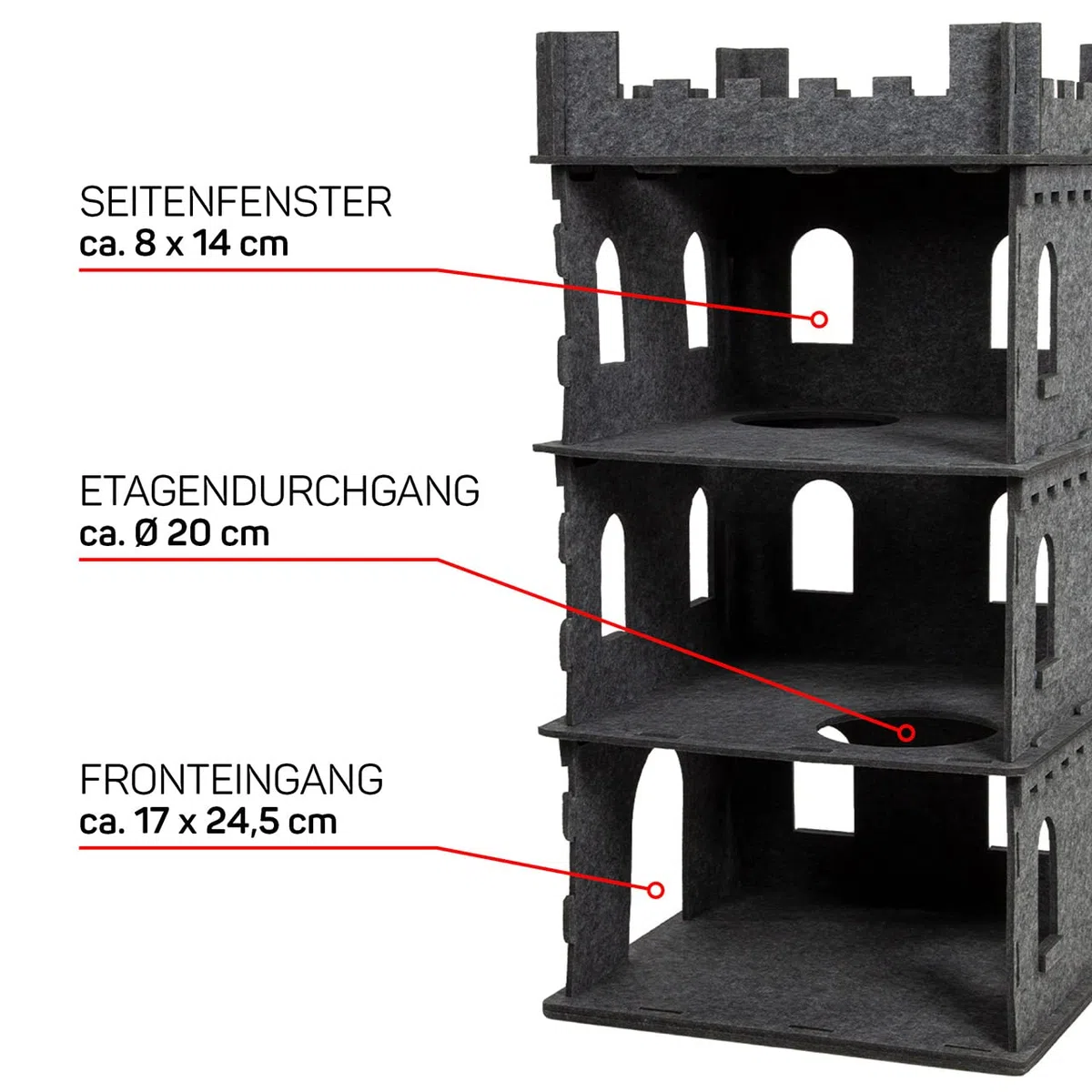 CanadianCat Company | Katzenburg aus Filz für Katzen - Felty Fort | Filzburg Filztonne Katzentonne XL Flauschkissen