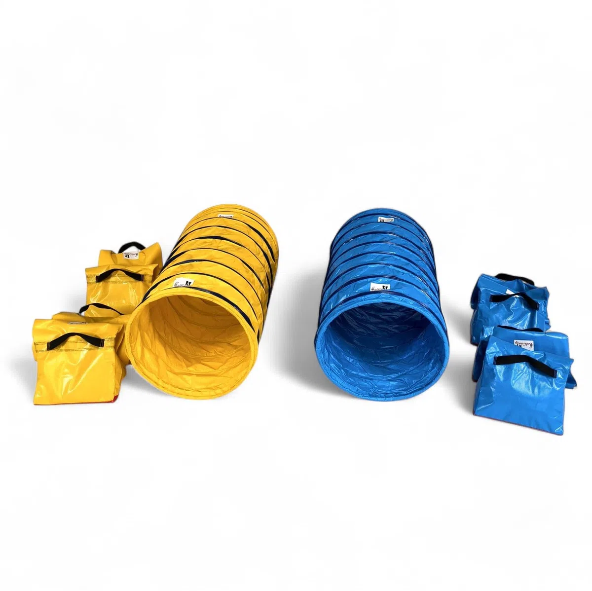 Callieway Hoopers Agility Tunnel Set “Profi”– Orig Tunnelset für JAD (2 STK.) für Hoopers & JAD Hundesport (60cmØ 100cm Länge, blau/gelb)