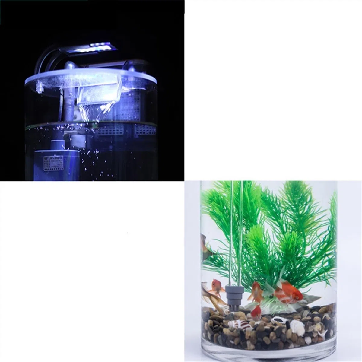 Aquarium, zylindrisch, transparentes Glas, verdicktes kleines Aquarium mit Filterpumpe und LED-Lichtern, einfaches ökologisches Aquarium, Wohnzimmer