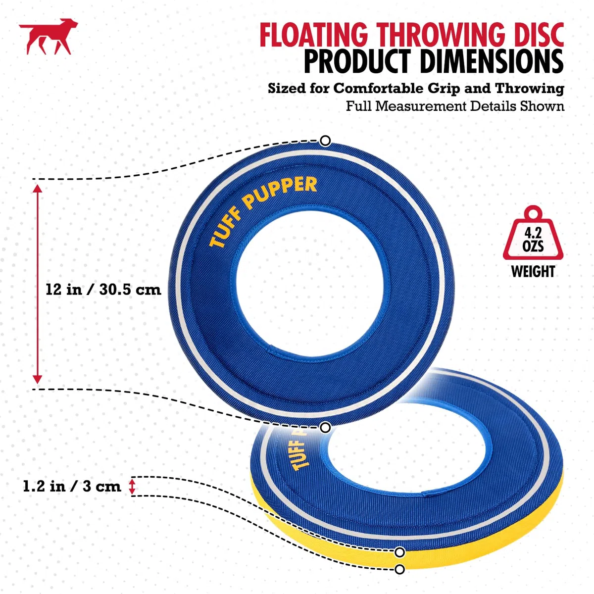 Tuff Pupper Schwimmendes Hunde-Frisbee-Spielzeug | Apportieren Sie nur kein Kauspielzeug | weiche Schaumstoff-Apportierscheibe | gut sichtbares Wasser- und Schneespiel | sanft zu den Zähnen | leichtes