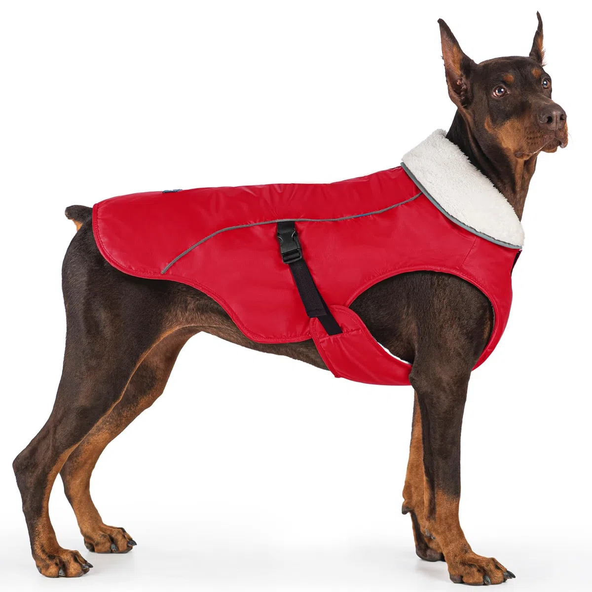 EMUST Hundemantel für den Winter, kuschelige Winterjacke für kleine/mittlere bis große Hunde, einfarbiger Hundemantel für die kalte Jahreszeit mit Fleecefutter, Rot, XXXL