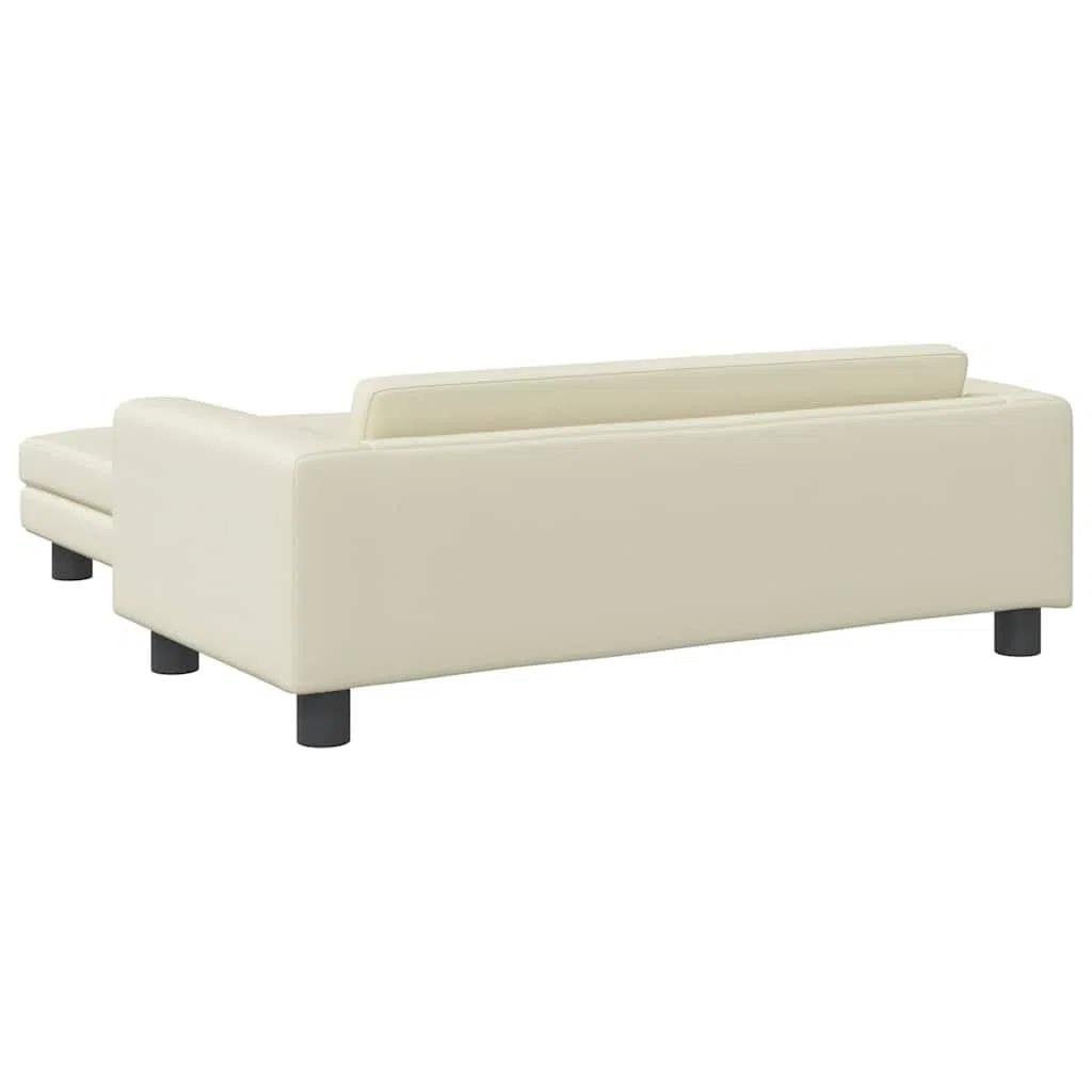 Hundebett mit Verlängerung Creme Kunstleder 100x50x30 cm, weiches Hundesofa mit Schaumstofffüllung, rutschfestes Haustierbett für kleine Hunde, ideal für Wohnzimmer und Schlafzimmer