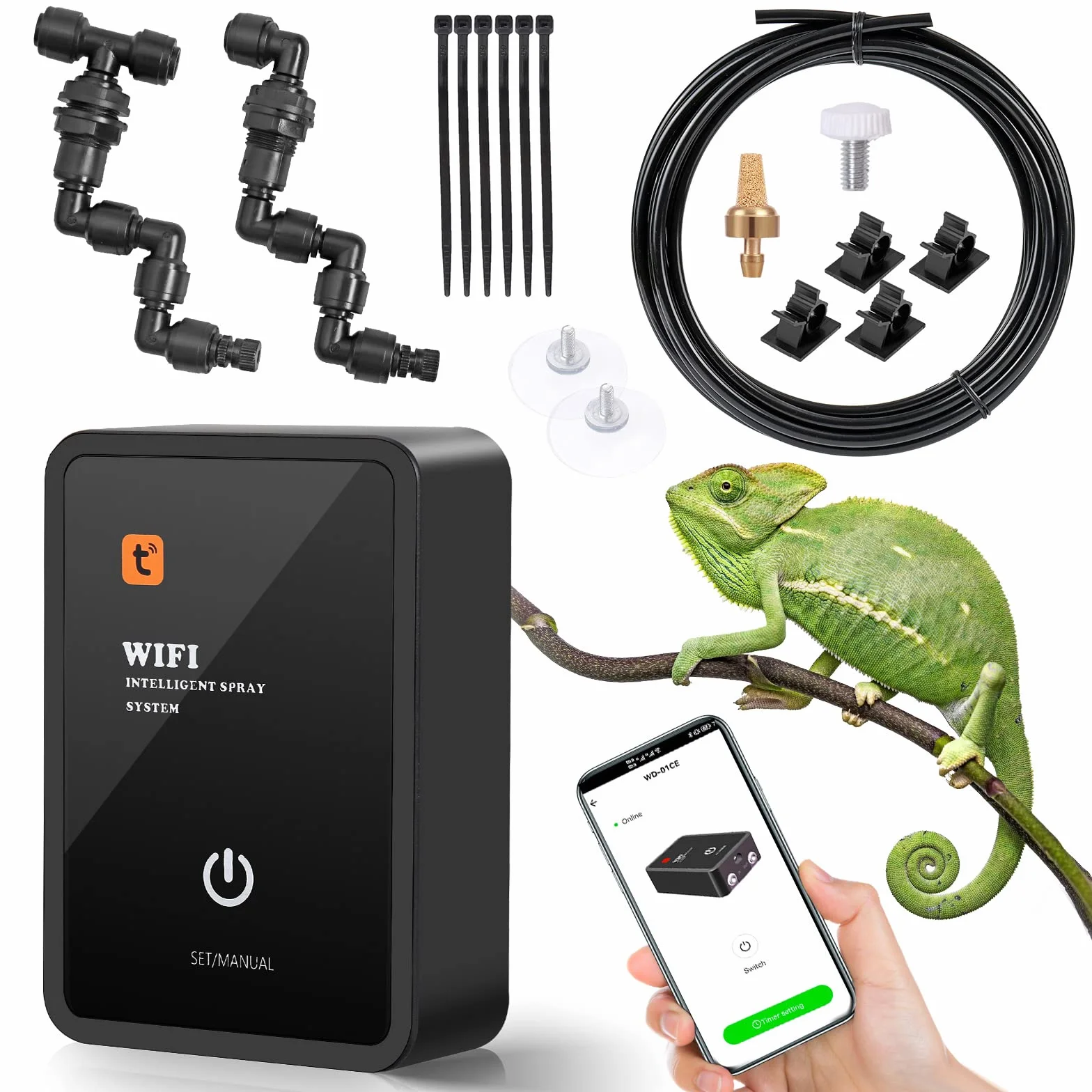 Intelligentes Reptilien Benebelungssystem, Automatisches Zerstäuber für Chameleons, Regenwald Sprüher Terrarien Nebelsystem Indoor Pflanzenbewässerungssystem für Amphibien/Herps/Kräuter