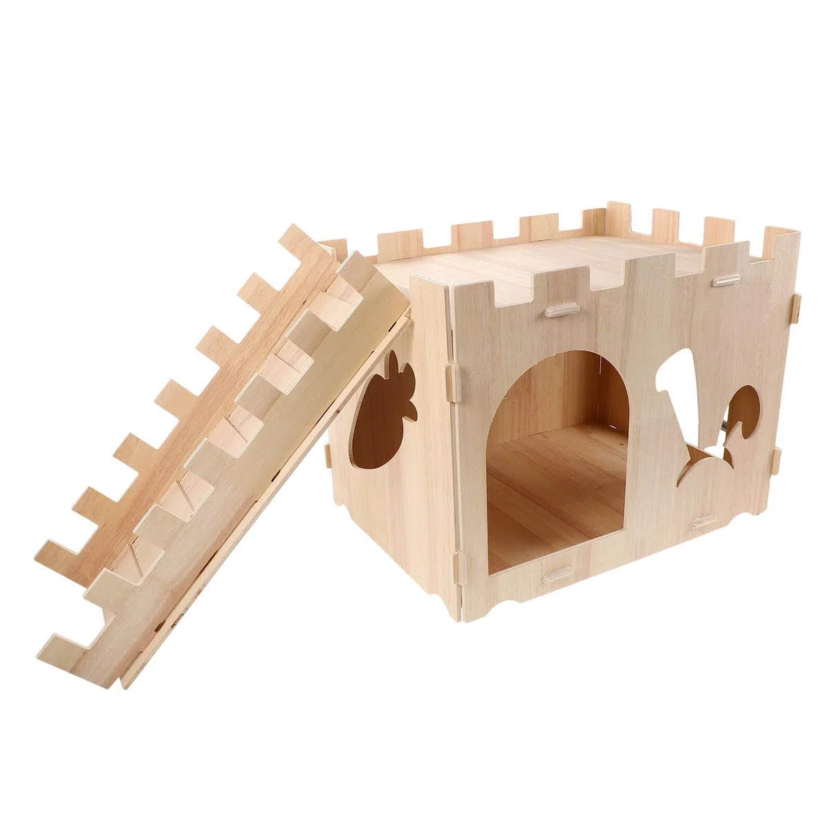 Häuschen für Kaninchen und Meerschweinchen aus Holz mit Leiter und Dach Idealer Rückzugsort zum Ausruhen und Spielen für Kleintiere und Nagetiere