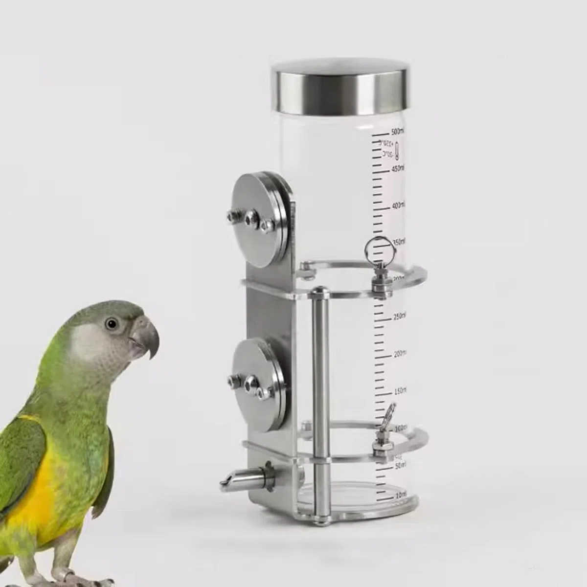 Trinkflasche aus Glas für Kleintiere, tropffreier Spender mit Universal-Käfighalterung, ideal für Kaninchen, Papageien und Nager