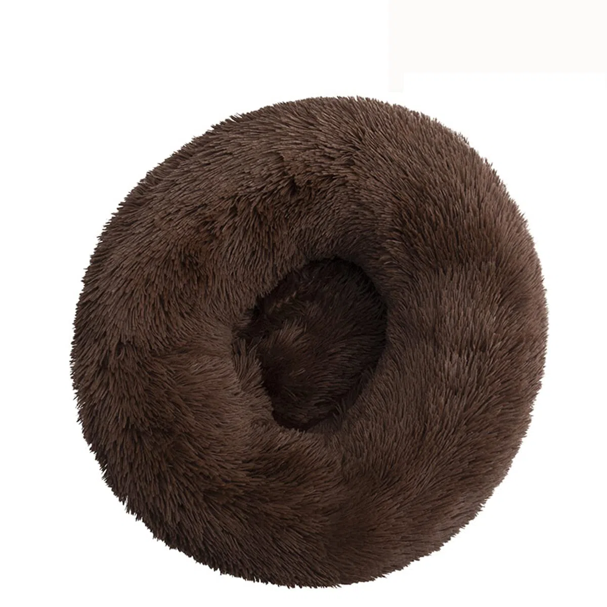 Beruhigendes Hundebett für kleine Hunde – Donut waschbar, kleines Haustierbett, Anti-Angst, rund, flauschiges Plüsch-Katzenbett, passend für Haustiere, Durchmesser: 89 cm