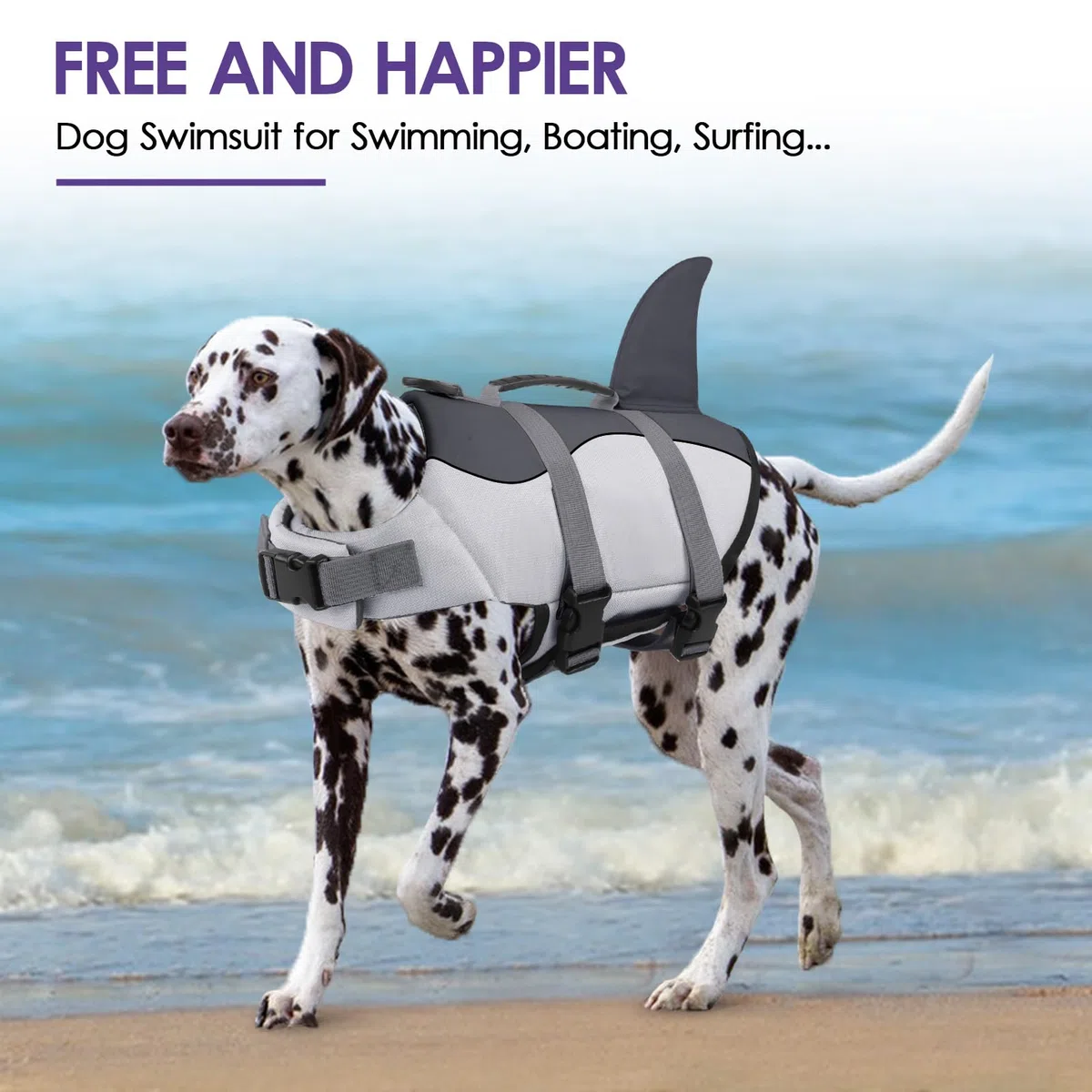 Rettungsweste für Hunde, Ripstop, Schwimmweste für kleine, mittelgroße und große Hunde, Lebensretter, Erhalter, Badeanzug für Sicherheit im Pool, Strand, Bootfahren, XX-Large, Grey Shark