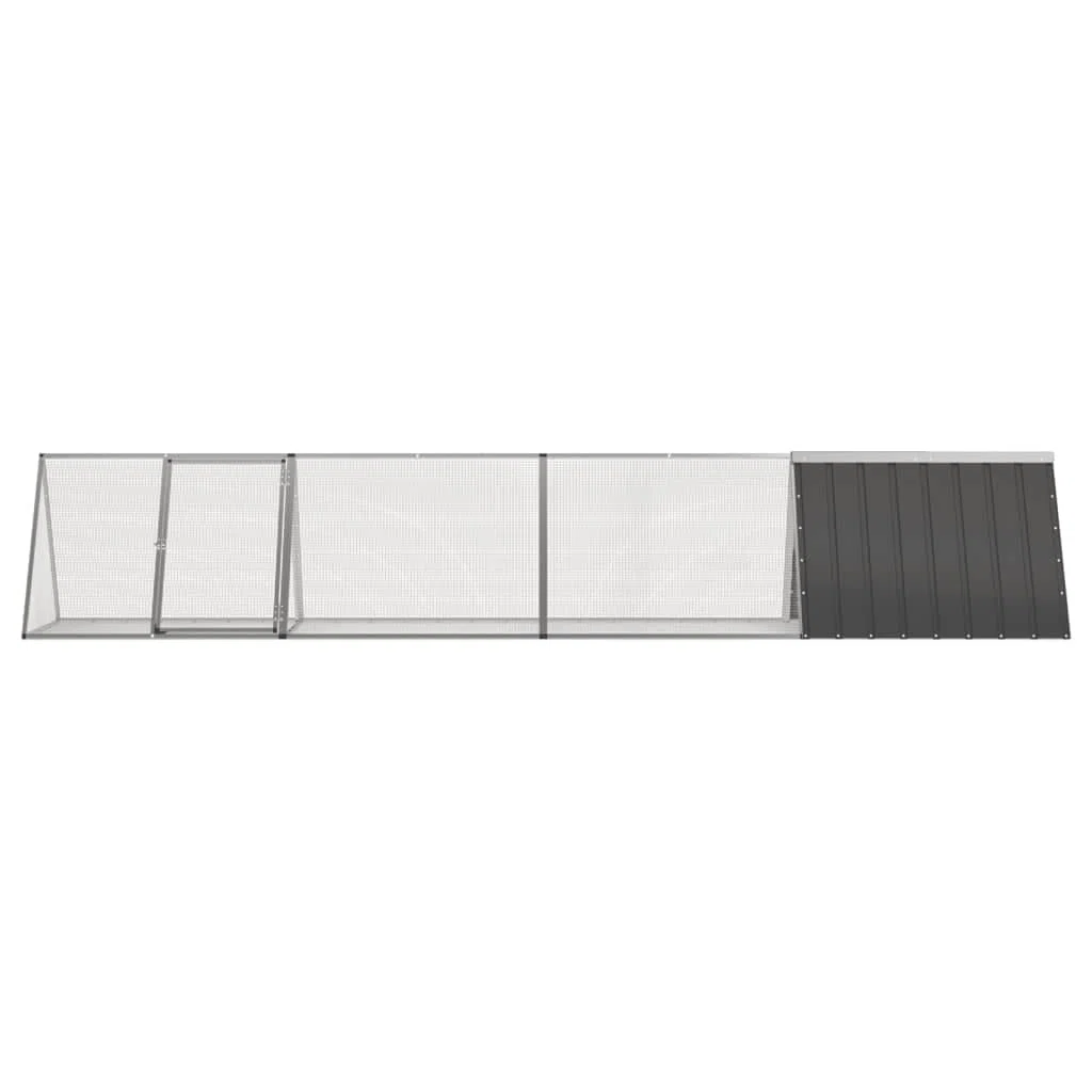 Kaninchenkäfig Anthrazit 403,5x80,5x71 cm Verzinkter Stahl mit Erweiterung für Kaninchen, Hasen und Kleintiere, Indoor und Outdoor Gehege, Robust, Belüftung, Sicherheit