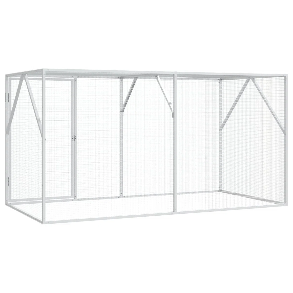 Vogelkäfig Anthrazit aus verzinktem Stahl, 208 x 102 x 108 cm, Voliere für Garten und Außenbereich, Robustes Vogelheim für Wellensittich Papagei Kanarienvogel und Nymphensittich