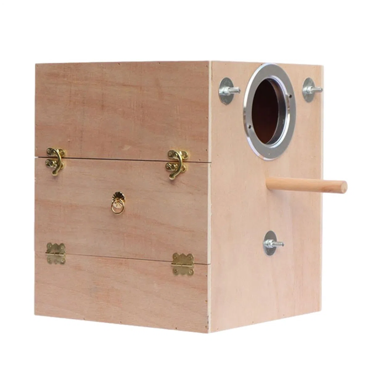Nistkasten für Sittiche, Naturholz Vogelzuchtkasten mit Sitzstange, ideal für Lovebirds, Nymphensittiche, Tauben und Papageien