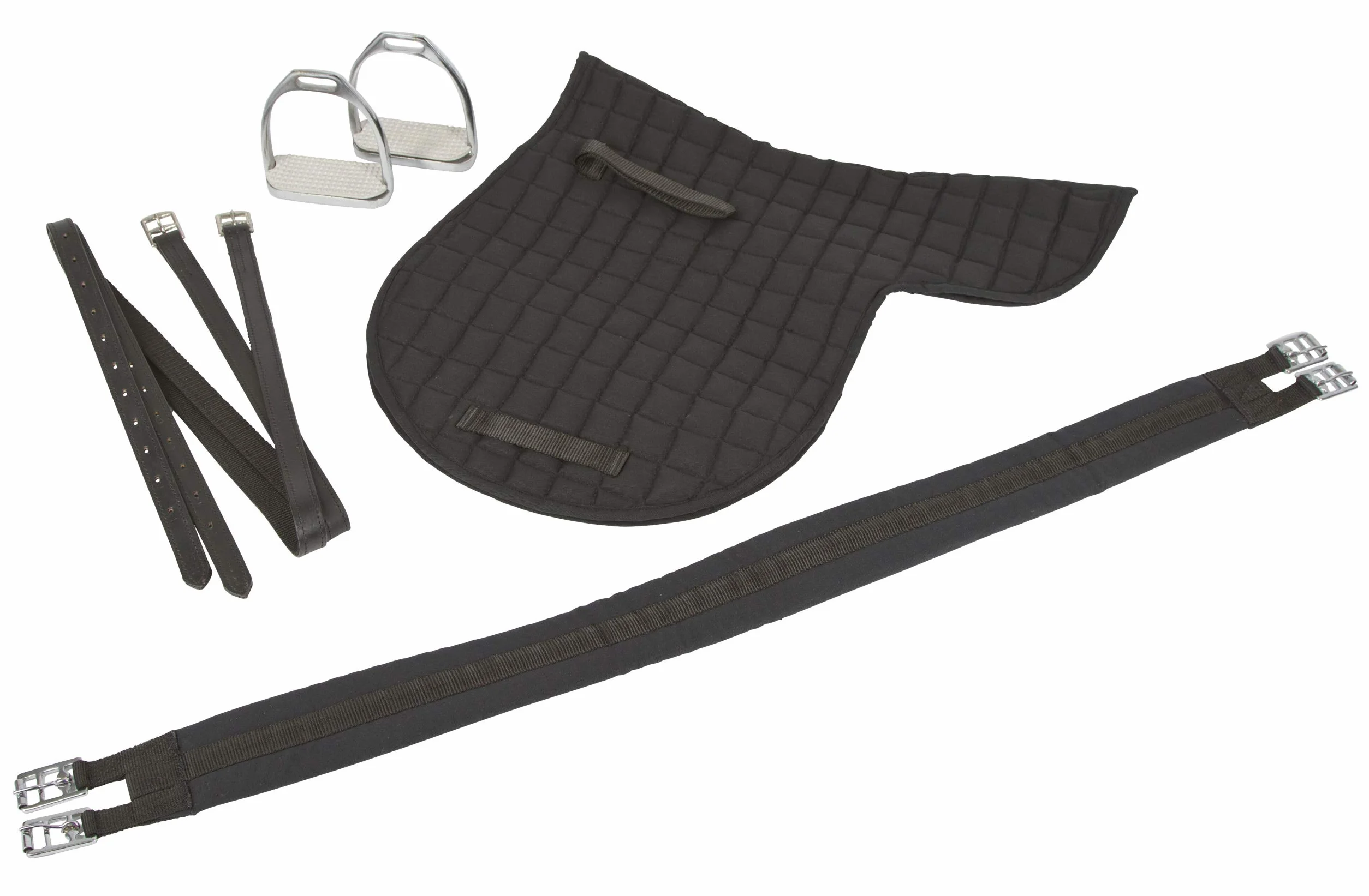 Covalliero Sattelset, Pony, schwarz, 16 Zoll, Kammerweite Sattel 29,5cm, Länge Sattelgurt 95cm, bequem, gute Passform, inkl. Sattel und Satteldecke