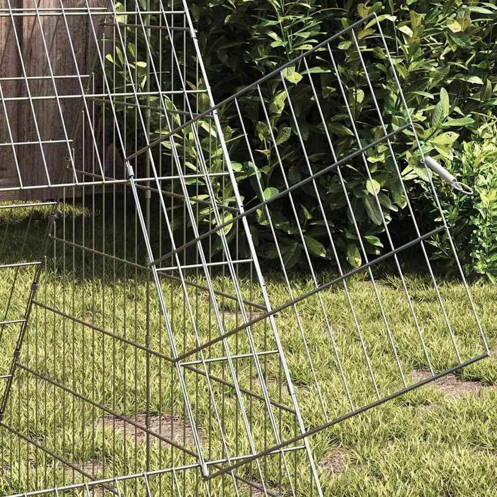 Hühnerkäfig aus verzinktem Stahl Silber 650 x 100 x 85 cm, wetterfestes Kleintiergehege mit Dach und Gitter, sicherer Auslauf für Kaninchen, Meerschweinchen, Hamster und Nager