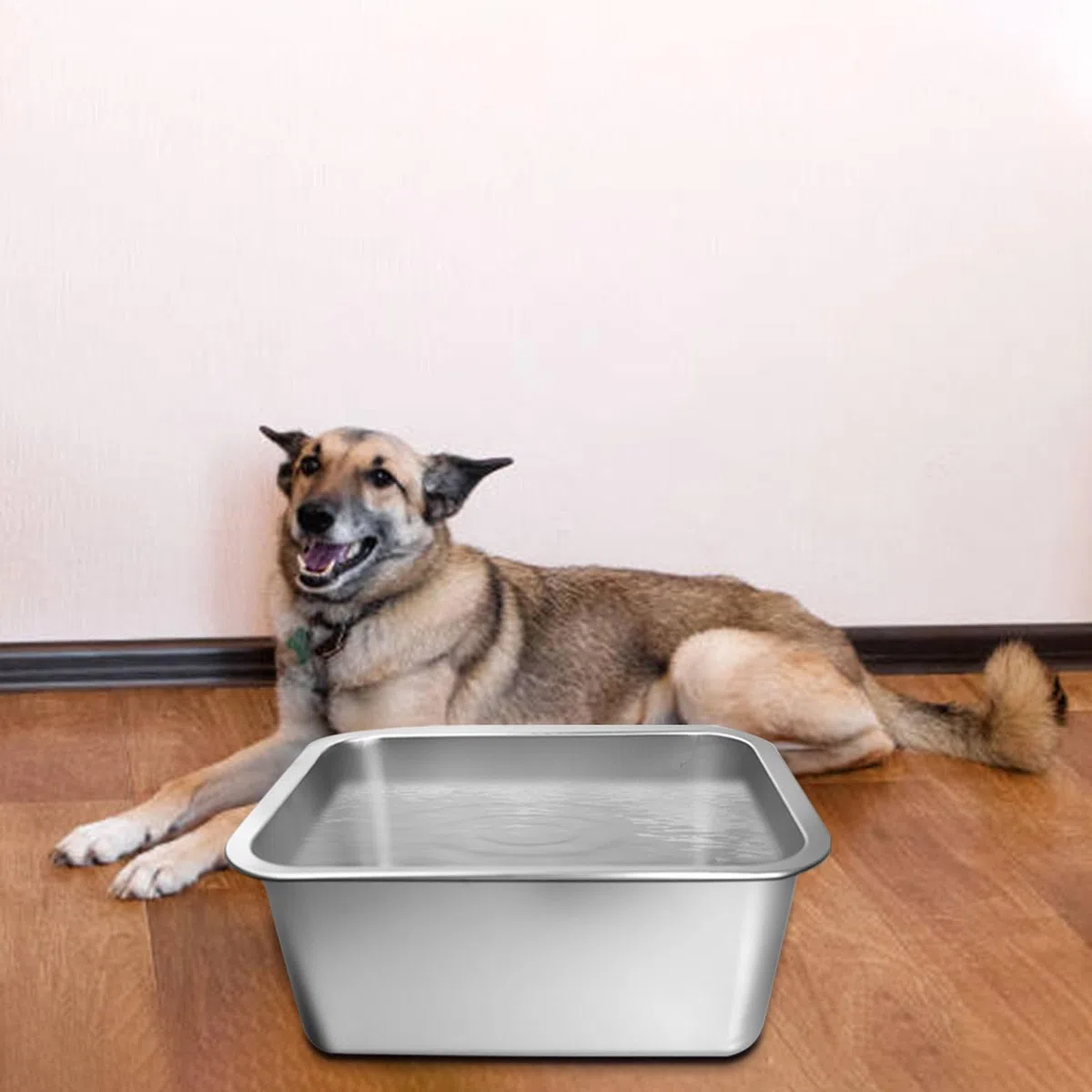 Extra großer Wassernapf für Hunde, robuster Edelstahl-Hundenapf, sicherer Wasser- und Futternapf mit hoher Kapazität für große, XL-Rassen, für drinnen und draußen