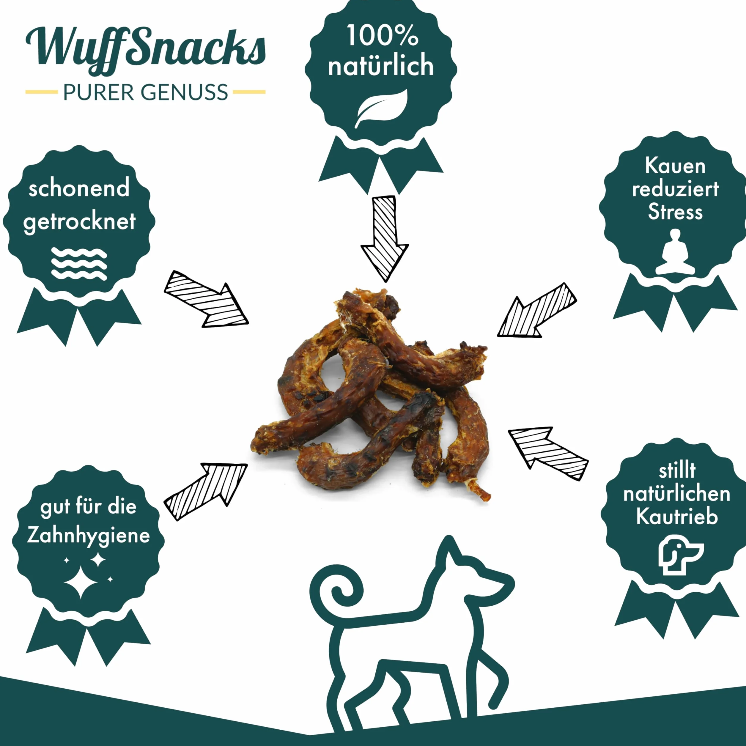 Hühnerhälse für Hunde getrocknet | 2,5 kg | natürliche und hochwertige Hühnerhälse | fettarm und proteinreich | Kauartikel zur Zahnpflege von WuffSnacks
