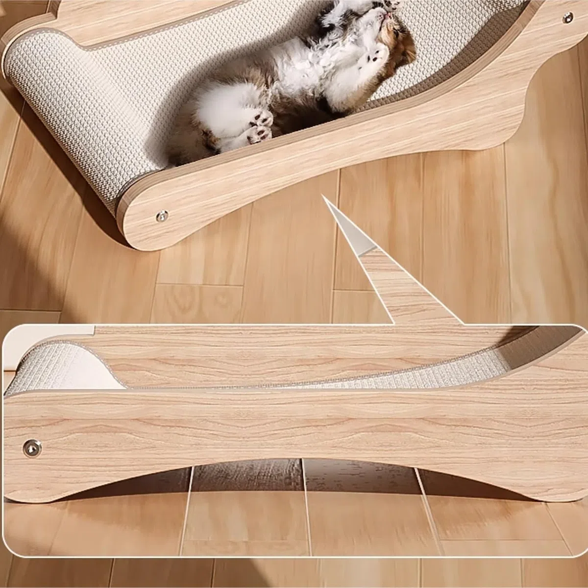 Katzen Kratzbrett Katzenkratzbrett Holz Katzenkratzer Sommer Katzenbett Katzenkratzer for Hauskatzen Schützt Teppiche und Sofas(64x38x21.7cm)