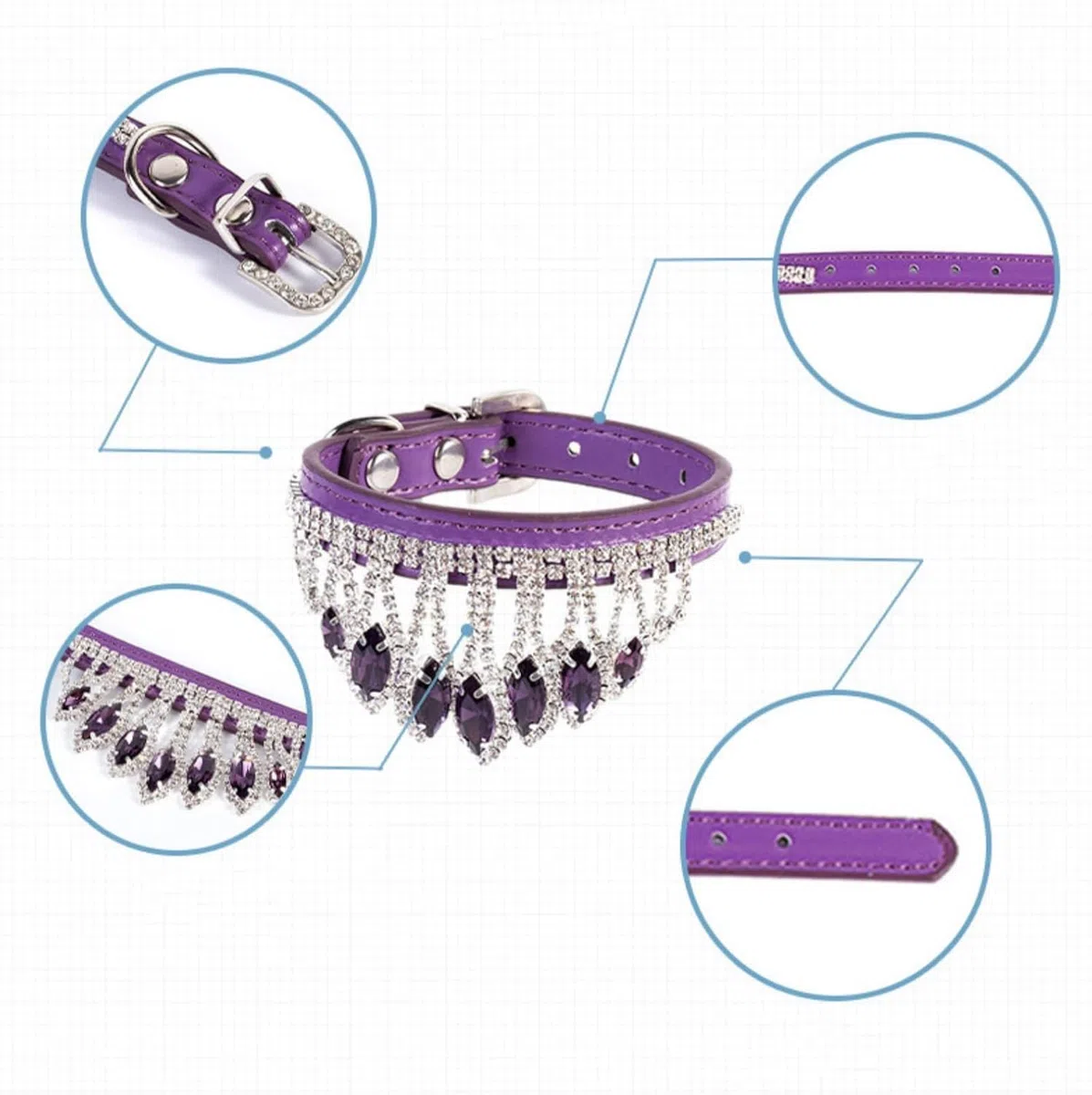 Haustierhalsband, Hundehalsband mit glänzenden Diamanten, Strass-Kristall-Katzenhalsband Bling-Anhänger, PU-Leder, verstellbar, weiches Haustierhalsband(Pink,S)