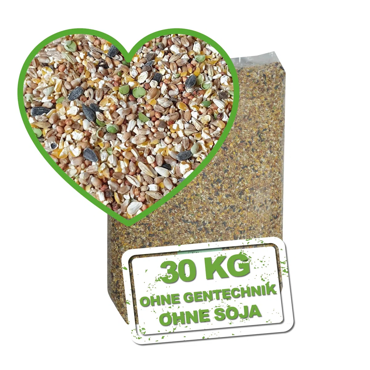 MeineHennen KÖRNER VITAL 30 kg, Premium Hühnerfutter und Wachtelfutter, Körnerfutter, Geflügelfutter, Hennenfutter. Alleinfutter für Hühner, OHNE Gentechnik