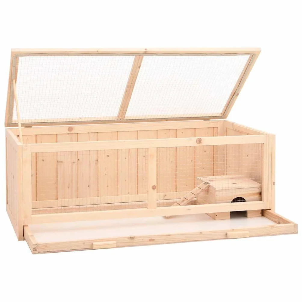 Hamsterkäfig 104x52x38 cm aus Massivholz Tanne mit Drahtgitter, ausziehbarer Bodenwanne, für Nagerhaus, Freigehege, Innenhaltung, Wohnung, Garten und Balkon