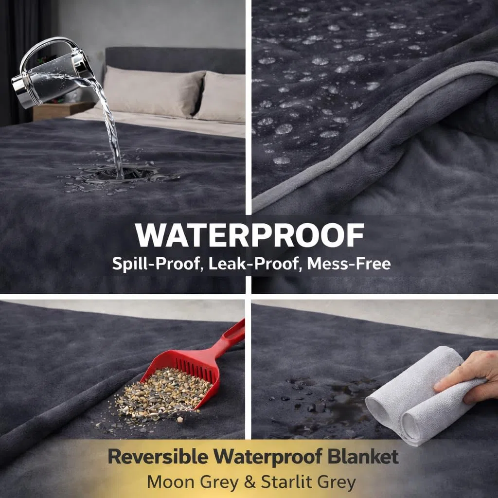 wasserdichte Decke, Hundedecke Wasserdicht, Liebesdecke Wasserdicht, Katzendecke, Hundedecke Sofa, Dunkelgrau/Hellgrau, Sofadecke (152x203cm)