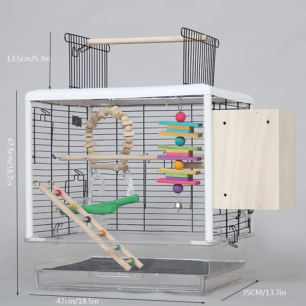 Massiver Vogelkäfig für den Haushalt, großer Vogelkäfig aus Metall, interaktiver Papageienkäfig mit Zuchtbox und Vogelkäfig, verwendet für Papageien, Kanarienvögel, Schwarzwindpapageien, für Turteltau