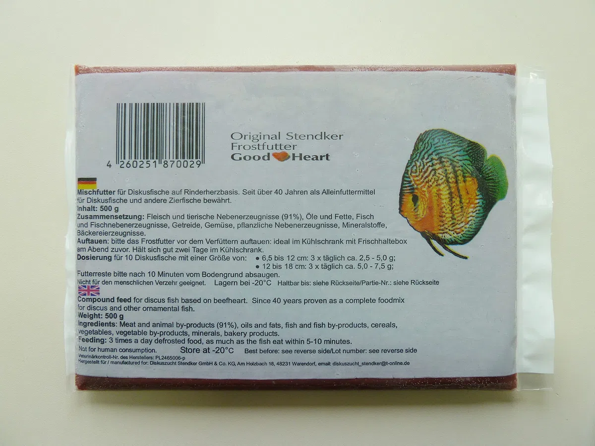 Frostfutter Sparpaket 10 x GoodHeart Diskusfutter/Rinderherz 500g Flachtafel Diskus Frost Futter