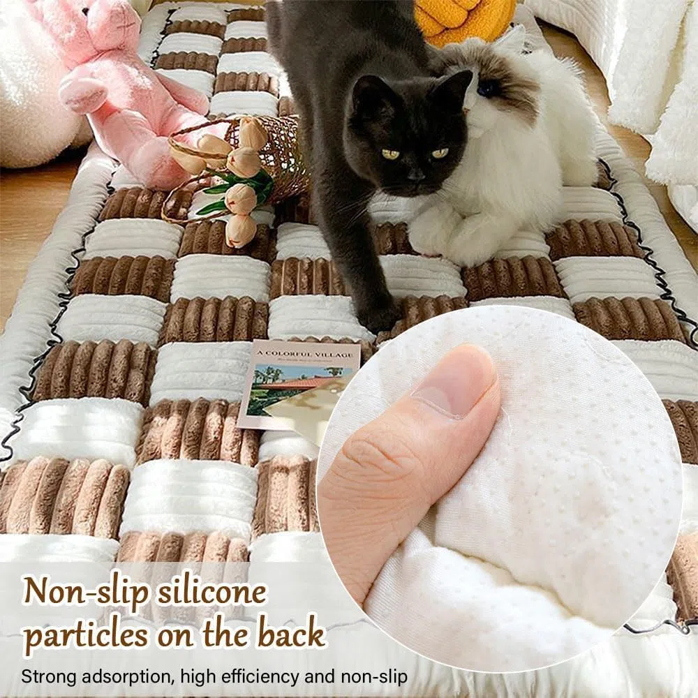 Große karierte quadratische Haustiermatte, Bett, Couch, Abdeckung, cremefarben, wasserdichte Decke für große Hunde, lustig, flauschig, Couchbezug, Hundedecken, Haustierdecke, Graublau, 70 x 210 cm