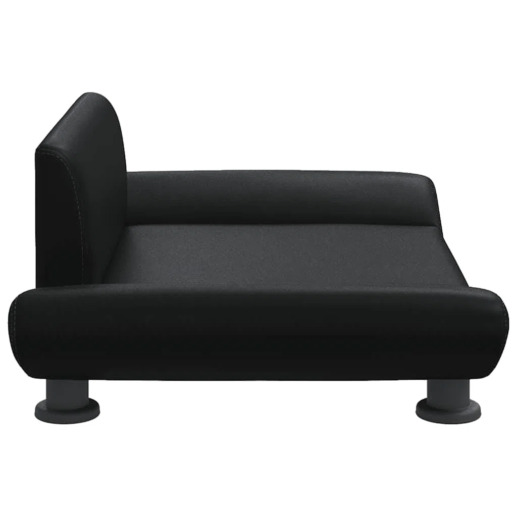 Hundebett Kunstleder Schwarz 70x45x28 cm mit Schaumstofffüllung, rutschfestem Bezug und stabilem Kiefernholzrahmen, ideal als Schlafplatz für kleine Hunde im Wohnzimmer oder Auto