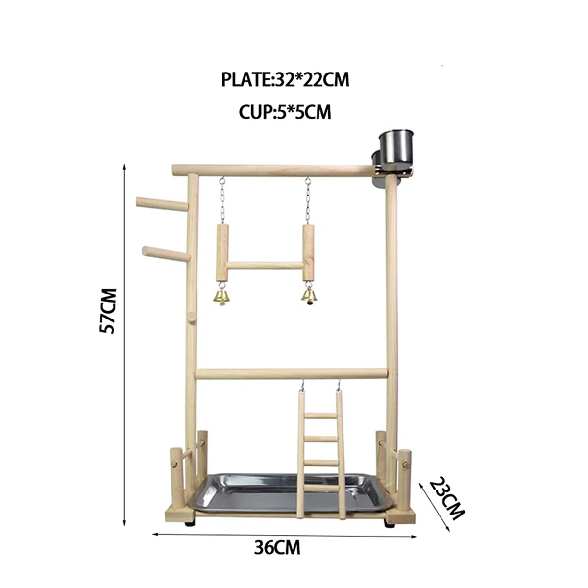 Vogelspielzeug Papageispielstände mit Tasse Toys Tablett Vogel Swing Klettern Hängende Leiterbrücke Holz Cashatiel Spielplatz Vogelperches