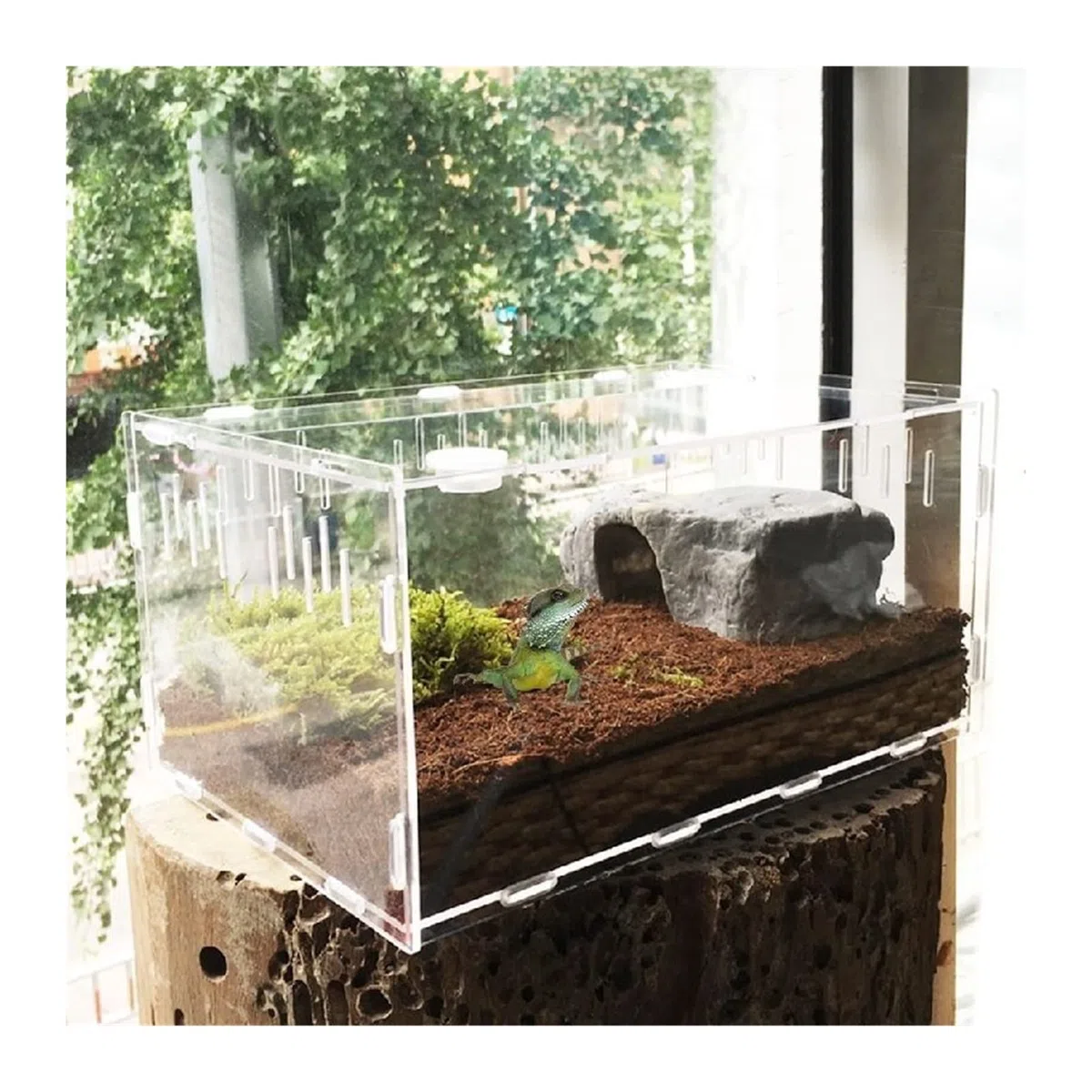 Schildkrötenpanzer Transparente Acrylreptilienbox for Spinnen Schildkröte Echsenzüchtungsinsektenbox Lüftungsschlitze Schälen kleiner Haustier -Terrarium für drinnen und draußen ( Color : With thermom