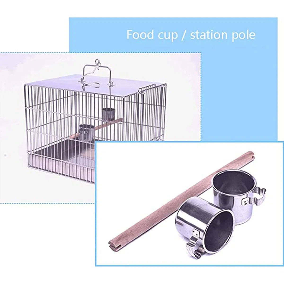 Vogelkäfig Edelstahl Badkäfig für Papageien - mit Griff und Haken, ideal zum Vogelbaden, erhältlich in drei Größen