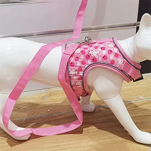 Hundegeschirr mit Cartoon-Kaninchen-Aufdruck, Mesh-Brust, niedlicher Riemen für Haustiergeschirr, Weste für Kleintiere, Chihuahua, Teddy, Yorkshire, Mops