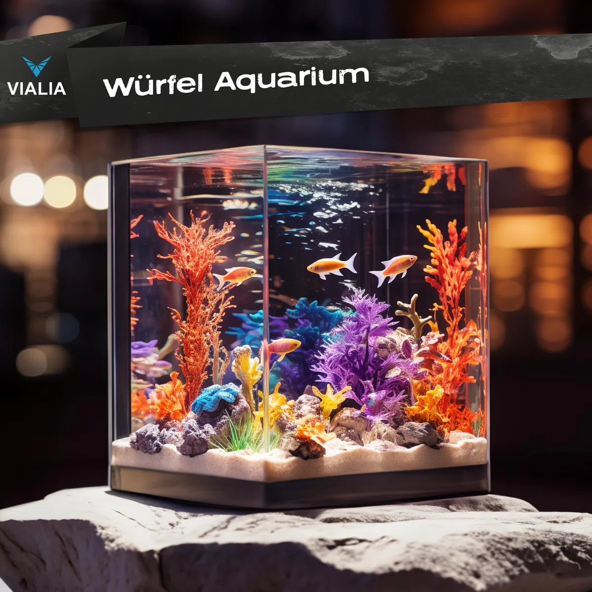 Aquarium 64L Weißglas 40x40x40 cm Glasbecken stoßfest verklebt 6mm diamantgeschliffene Kanten
