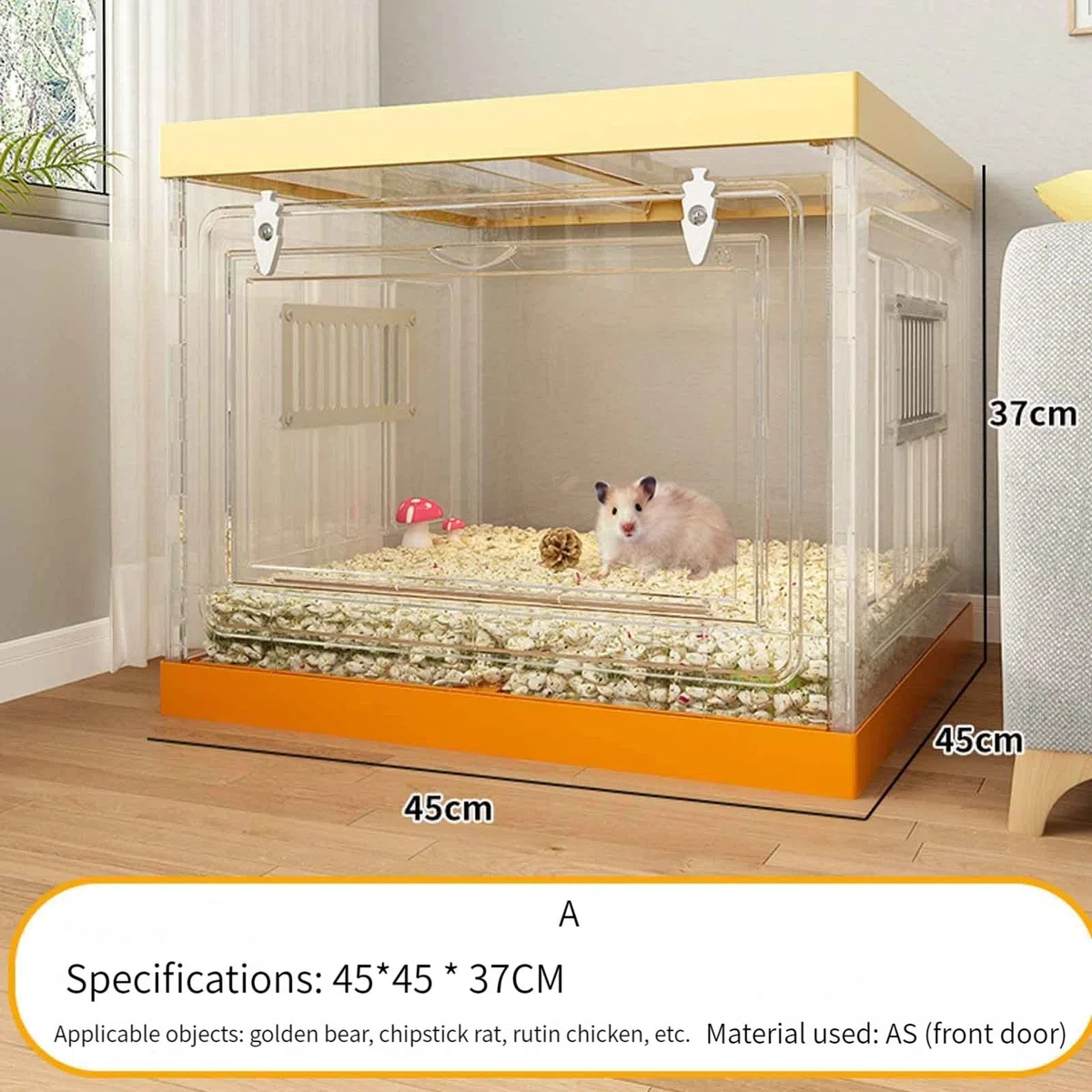 NEZIH Hamster -Käfig Großes Glas, Chinchilla -Häuser, Hoch Transparentes Pp -Material Für Eichhörnchen/Eidechse/Schildkröte/Rutin -Huhn/A-Single Layer