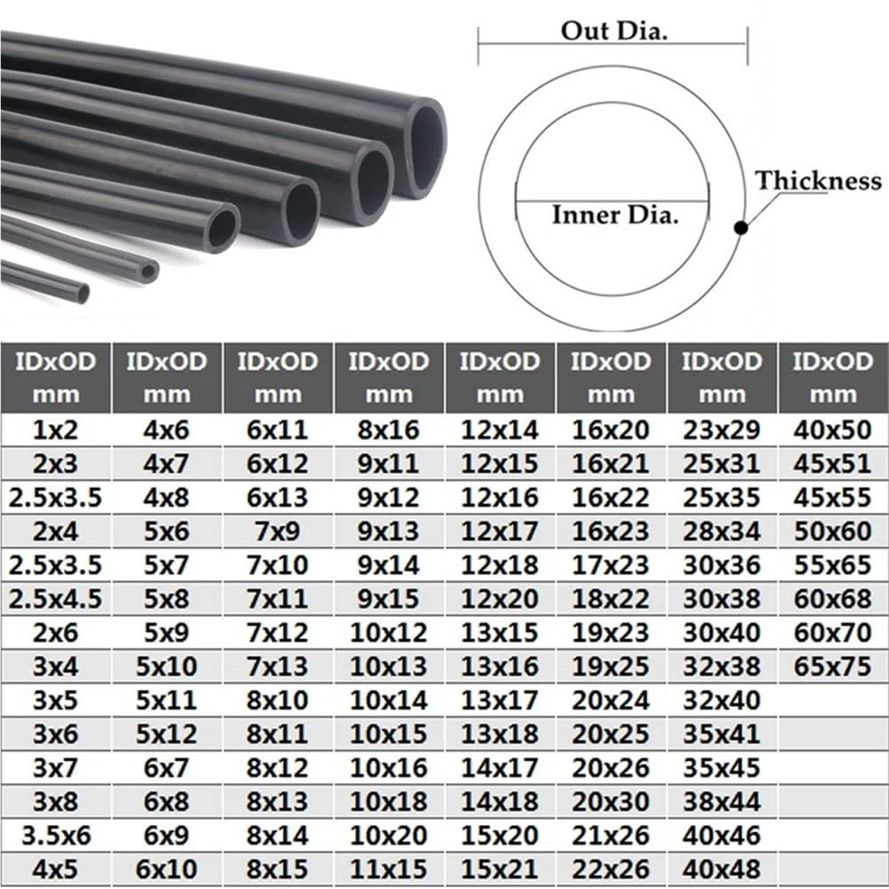 4204-2 5 Meter flexibler weicher Gummischlauch for Aquarium-Luftpumpen, schwarzer Silikonschlauch, druckfester, ölbeständiger Schlauch, 1 Stück(14MM*9MM)