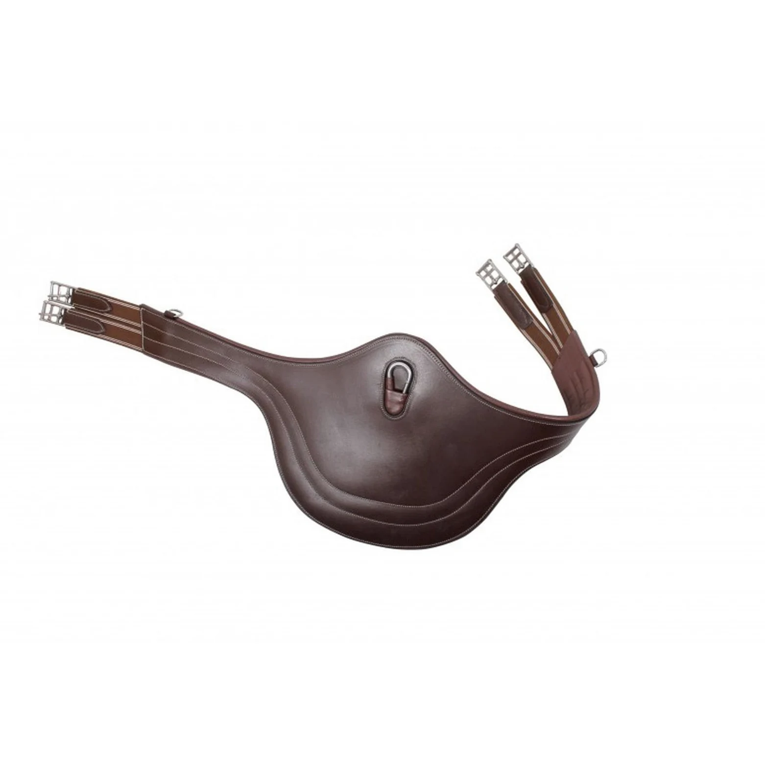 QHP Sattelgurt Springschutz Stollenschutzgurt Leder Ziernähte div. Größen (125 cm, Dunkelbraun)