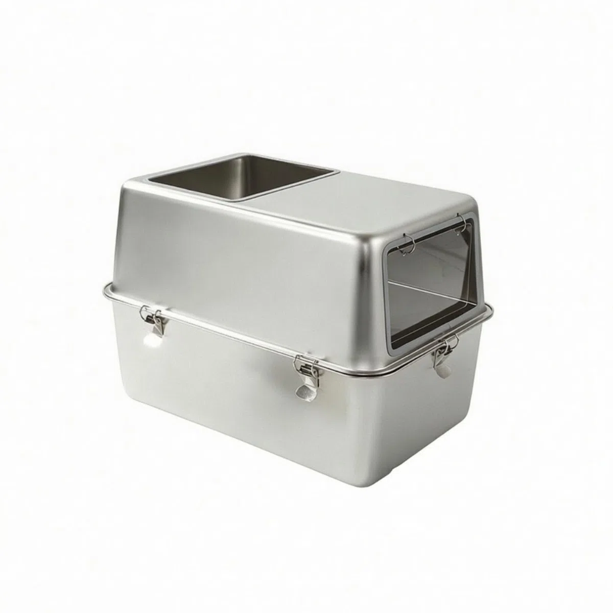 Edelstahl-katzenklo Hygienisch Katzentoilette mit Haube Leicht zu Reinigen Haustierbedarf für Katzen, Wohnung, 50 X 35 X 35 cm