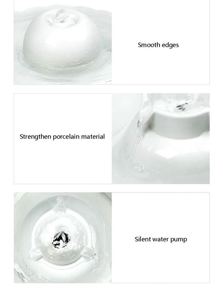 Trinkbrunnen für Haustiere, intelligenter Wasserspender für Katzen, Keramik, Wassermangel, automatische Zirkulationsfiltration mute/Blau / 2.1L
