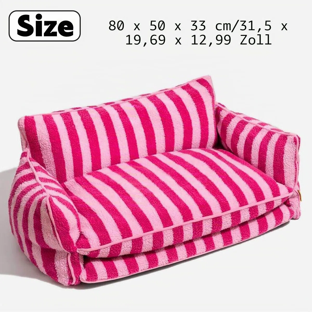 Hundebett Kleine Hunde, Hundesofa Für Mittlere Große Kleine Hunde, Hundekissen Flauschig Hundekorb Bezug Abnehmbar Und Waschbar rutschfeste Unterseite,Rosa,80x50x33cm