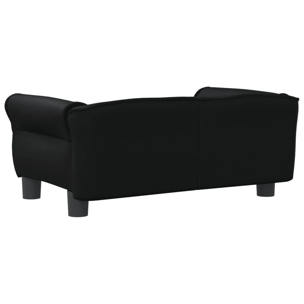 BaraSh Hundebett Schwarz 70x45x30 cm Kunstleder Hundedecke Flauschig Hundeteppich
