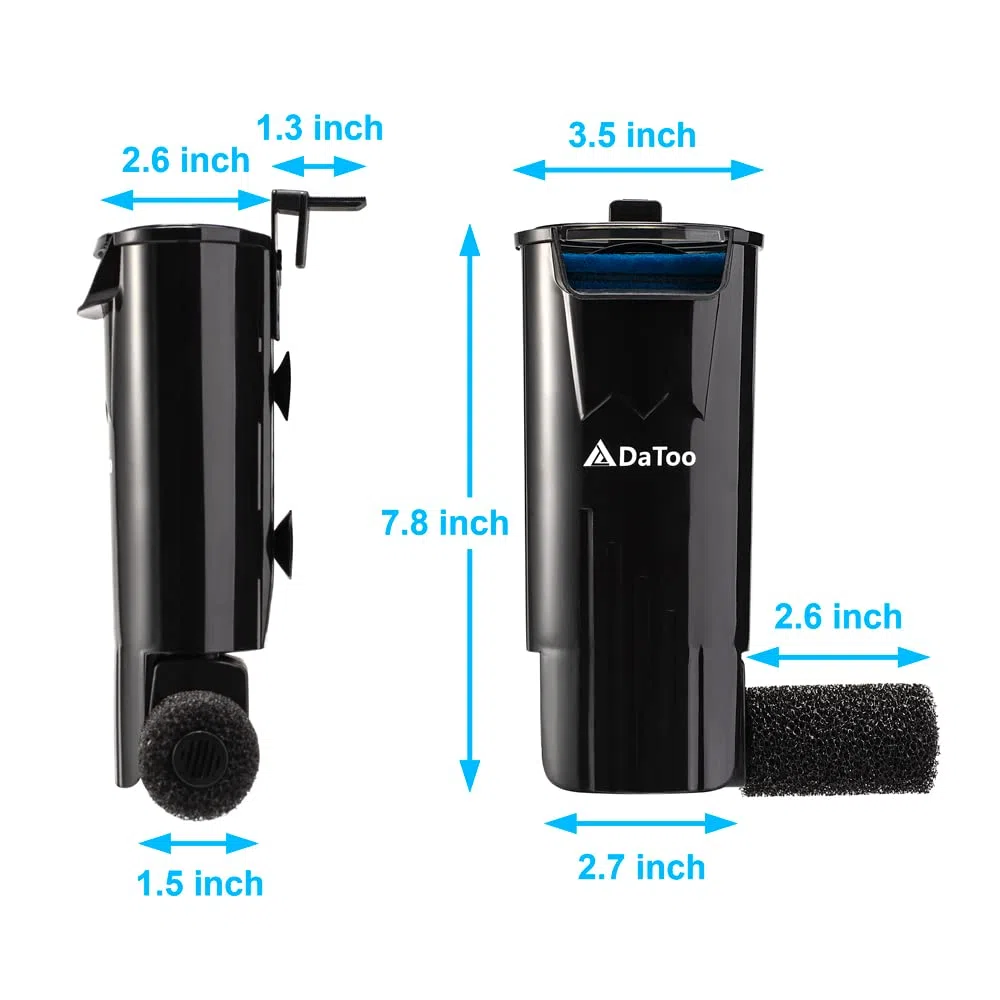 DaToo Aquarium-Power-Filter für Aquarien, ultra-leise, 5 W, für Aquarium, 3 bis 20 Gallonen Tank