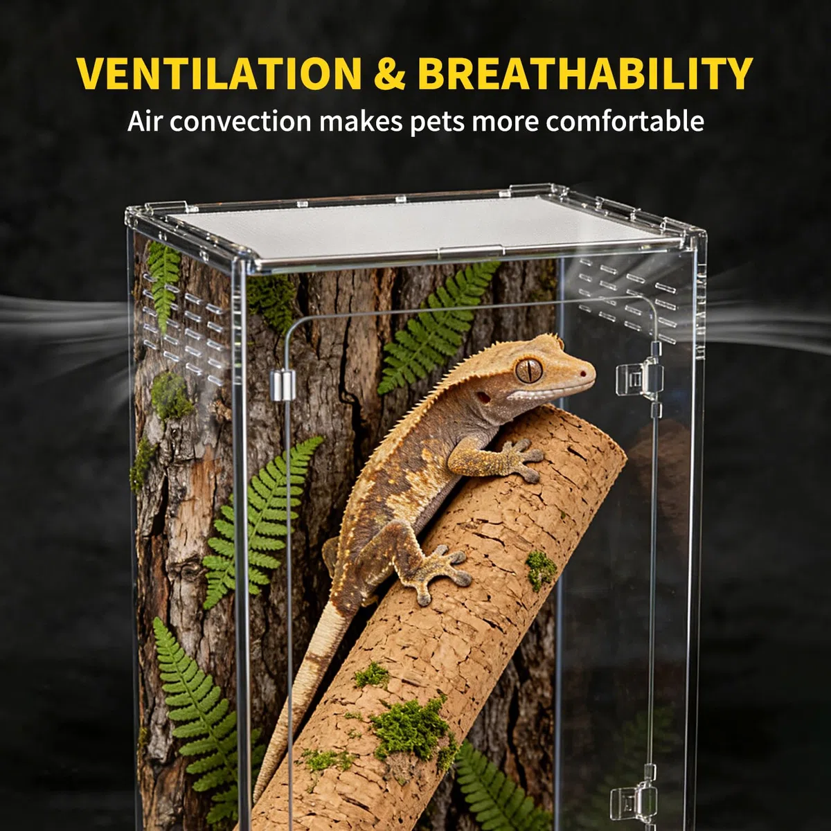 Reptilien-Terrarium hoch, 11 Gal vertikales PC-Terrarium, 12"x12"x18" Lebensraum-Gehege mit vorderer Öffnungstür und oberem Bildschirmbelüftung für Geckos, Baumfrösche, Chamäleons, Bartagamen