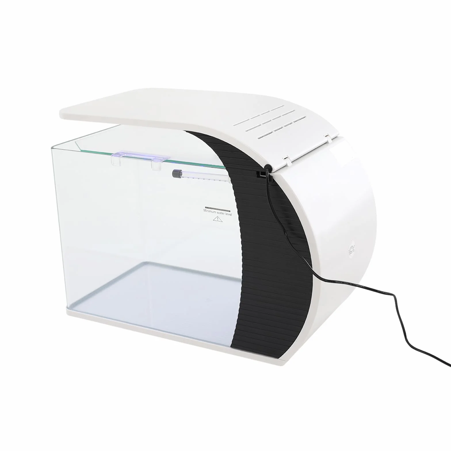 Aquarium Komplettset 19L Glas LED Beleuchtung Filter Tisch Nano | 19L Glas Aquarium, LED 3 Farben, integrierter Filter, 42x22x31 cm, Futterklappe – für Guppys, Garnelen & Schreibtisch.