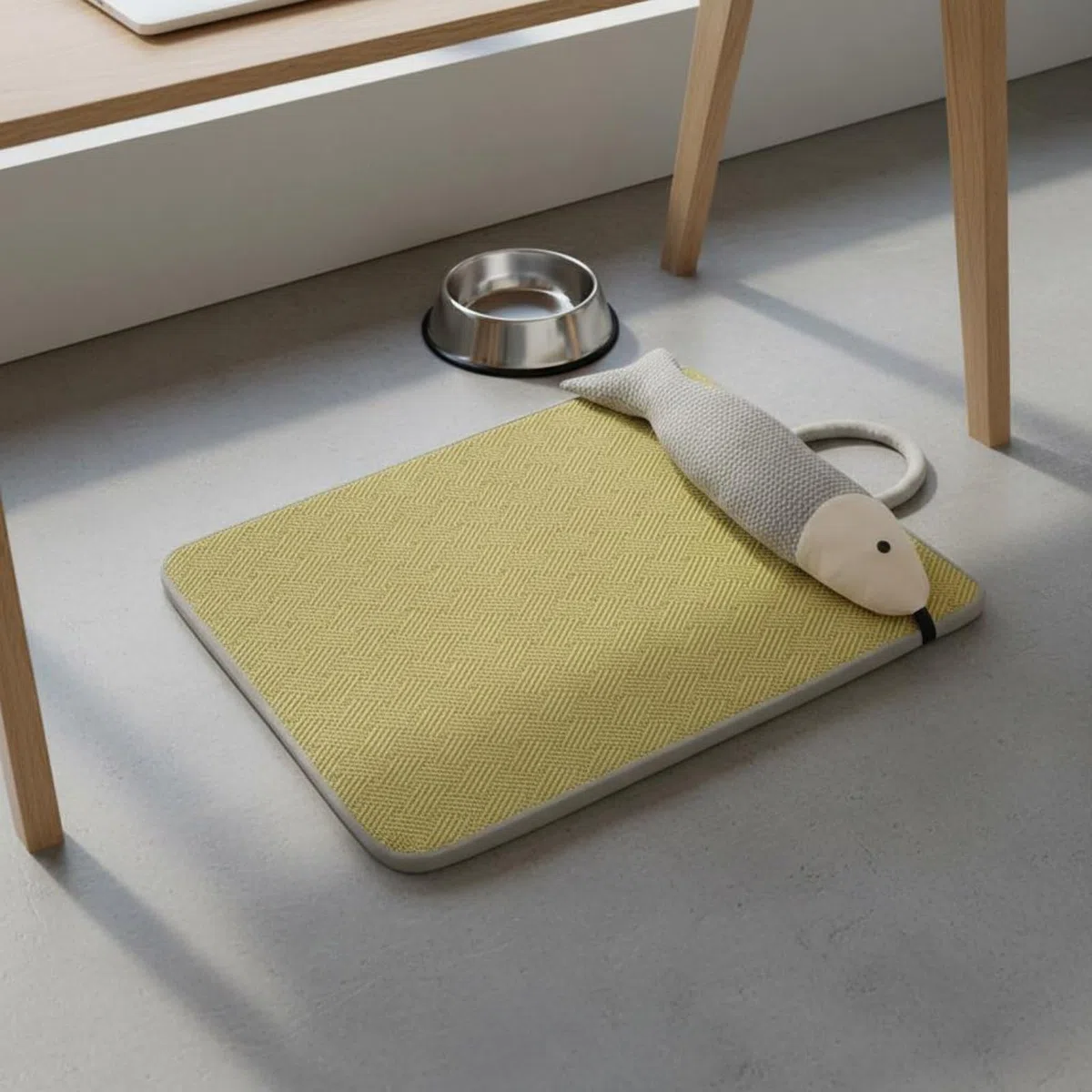 Hundekühlbett Hundebett Hundematte Haustierbett Liegekissen mit Pflegeleichter Waschbarer Oberfläche Weniger Haaranziehend Kühlende Funktion mit, XL 90 72cm, Knochen-Kühlmatte